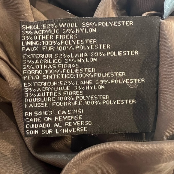 Kenneth Cole Wool Blend Pea Coat Faux Fur Lined Detachable Hood Button Zipper - Picture 14 of 15